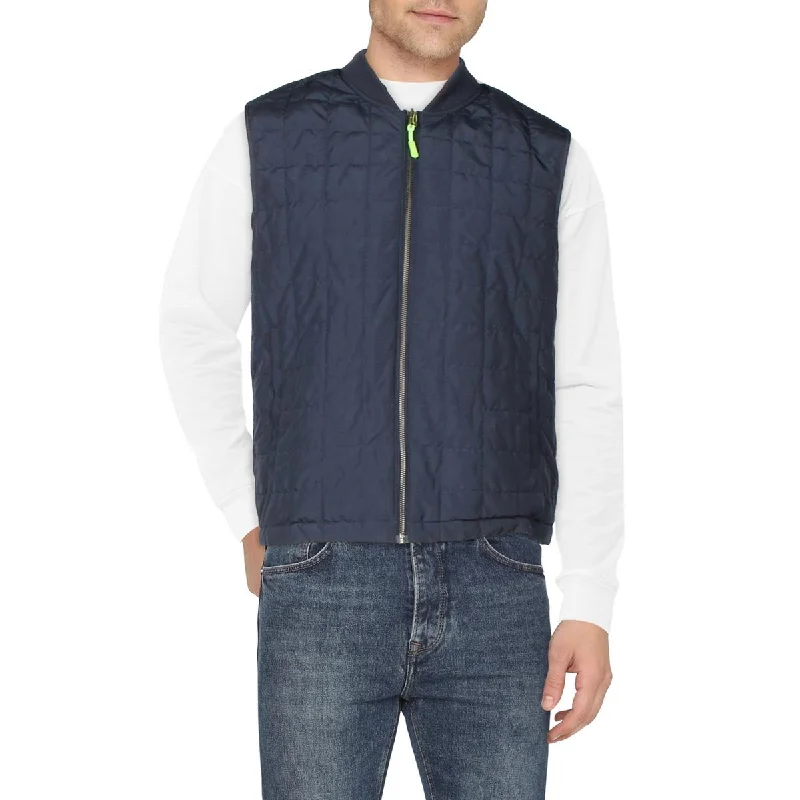 Society of Threads Mens Reversible Paisley Outerwear Vest Quilted Hybrid Jacket