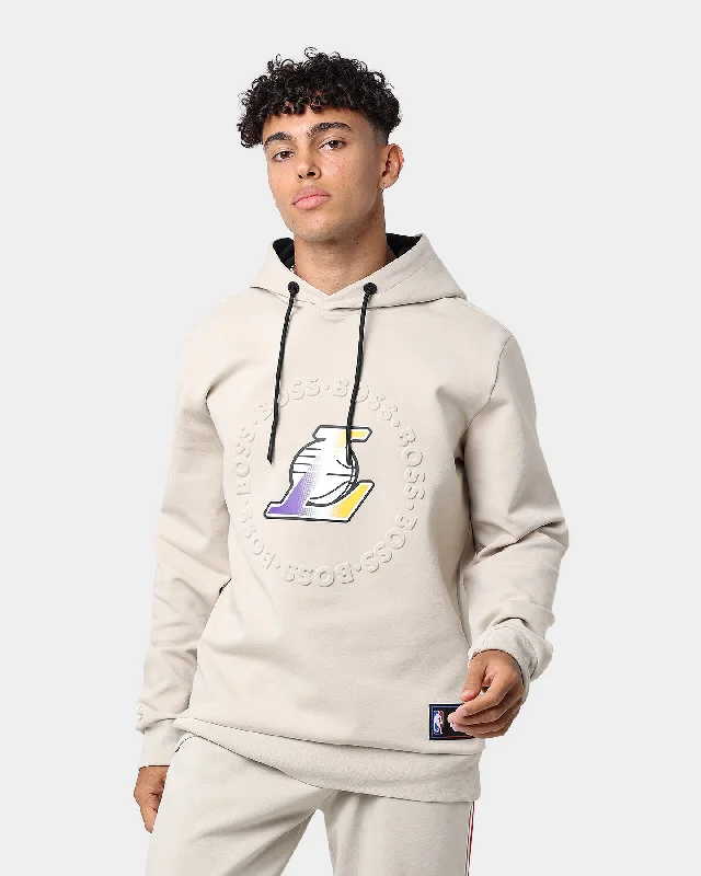 Hugo Boss Hugo Boss X NBA  Basic Los Angeles Lakers Hoodie Light Beige Hoodie with Tied Waist Feminine Flattering
