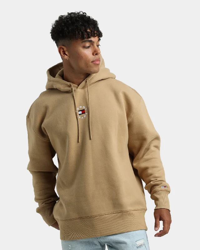 Tommy Jeans Tiny Tommy Circle Hoodie Classic Khaki Hoodie with Elastic Waist Stretchable Comfortable