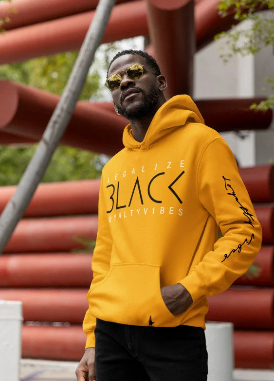 Legalize Black Graphic Hoodie Hoodie with Side Slits Relaxed Casual