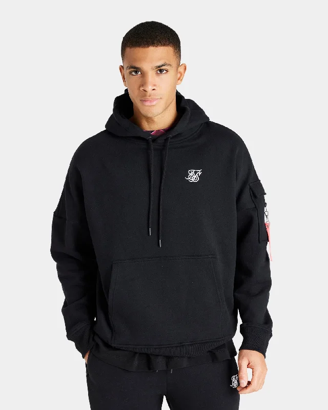 Sik Silk Flight Pro Overhead Hoodie Black Hoodie with Illustration Artistic Creative