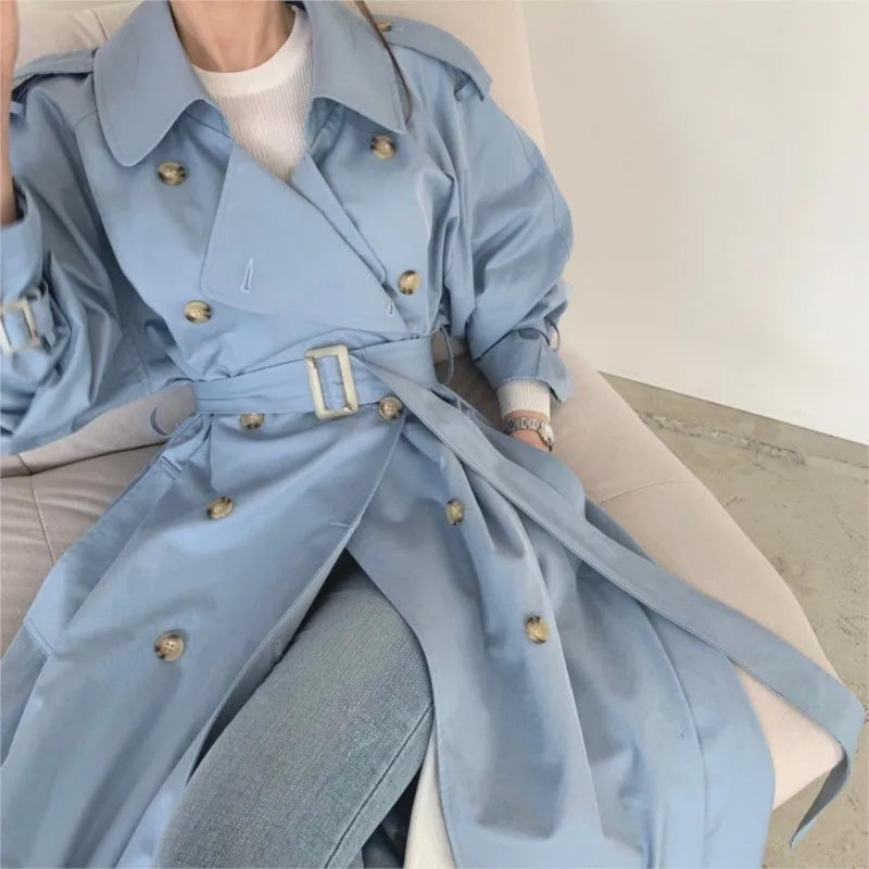 Wjczt Women Long Trench Coat New Spring Autumn Casual Lapel Double Breasted with Belt Loose Coat Office Lady Korean Fashion Outerwear Classic Trench Coat Wjczt Women Long Trench Coat New Spring Autumn Casual Lapel Double Breasted with Belt Loose Coat Office Lady Korean Fashion Outerwear Classic Trench Coat