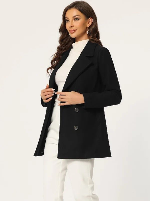 Long Sleeve Double Breasted Button Winter Outerwear Pea Coat Fashionable Blazer Coat