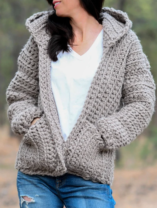Crochet Kit - Alamosa Hoodie Hoodie with Snap Buttons Easy Quick
