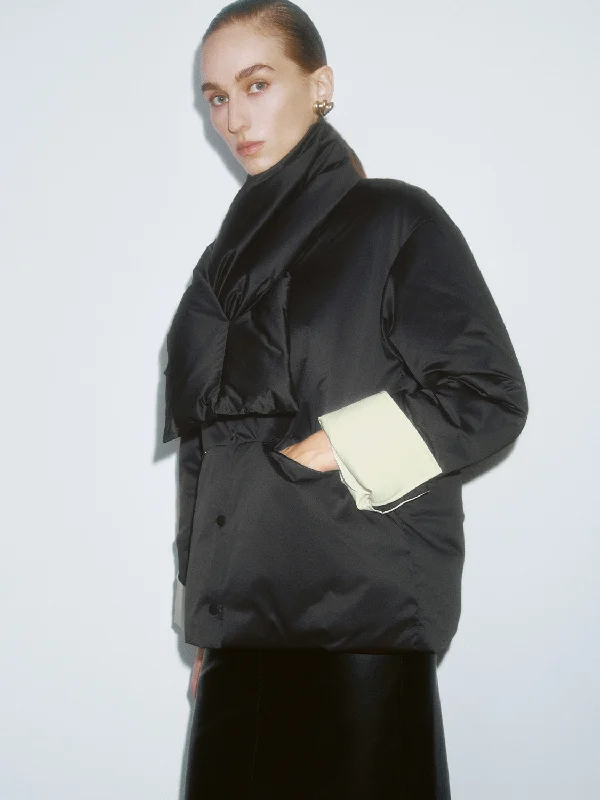 Padded Scarf Down Outerwear Hooded Parka Coat