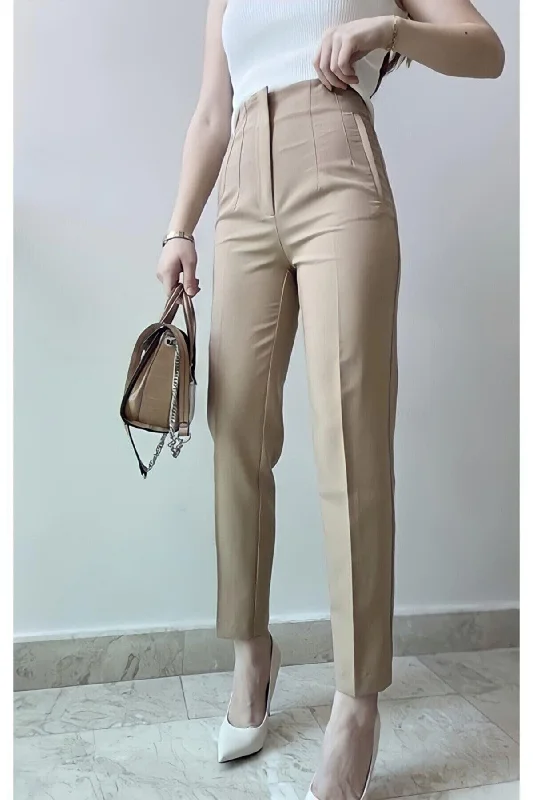 Women's Pleated Flat Fabric Trousers Trousers Striped Patterned