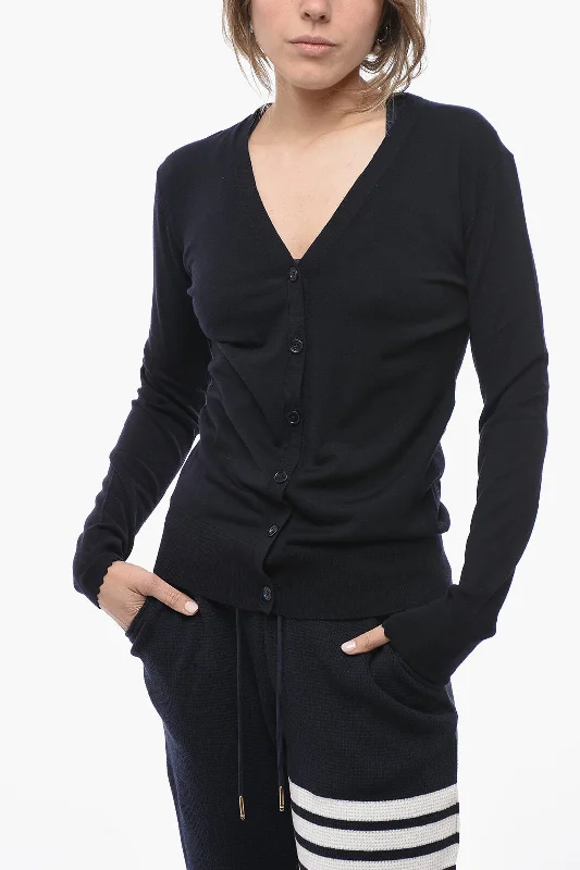 Chloe Extrafine Wool Cardigan with V Neck M Standard size Beaded Cardigan Sequined Faux Fur