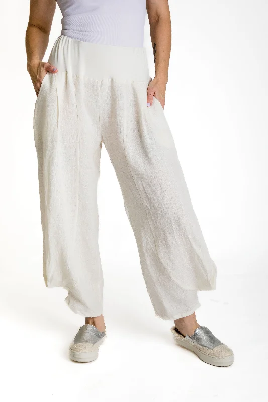 Roselani Linen Pants in Cream Chic Wool Trousers
