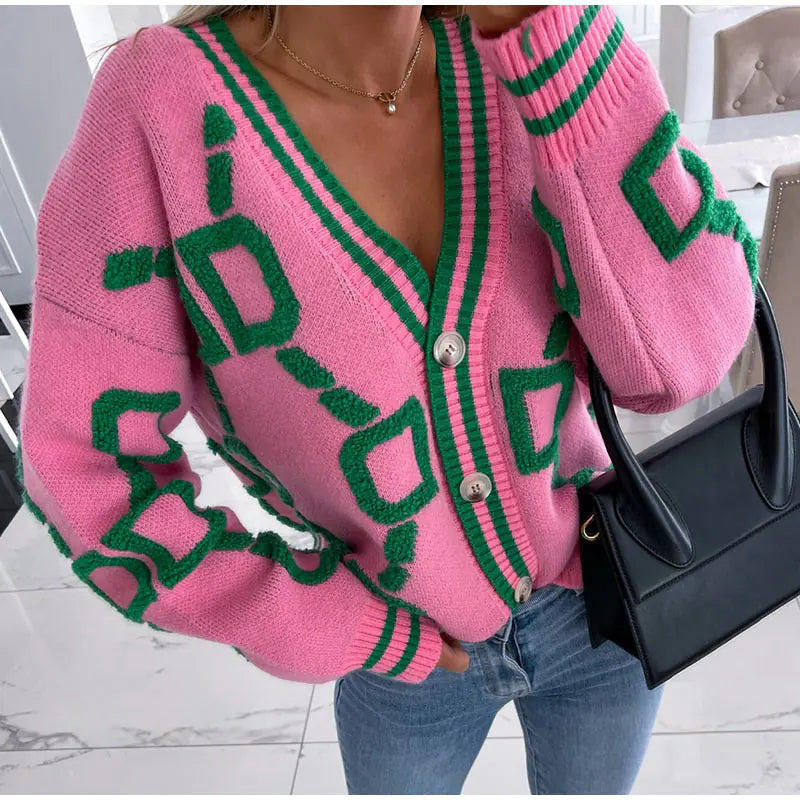 Autumn Winter Women's Embroidered Knit Cardigan - Warm Fashion Sweater Coat 2022 Chenille Brocade Lace