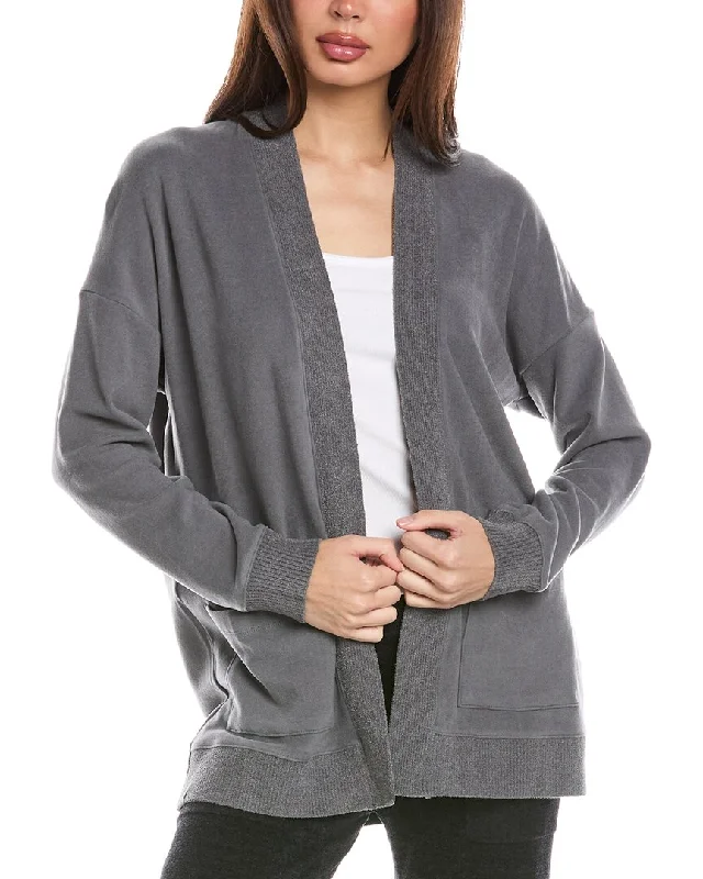Barefoot Dreams Malibu Collection Brushed Fleece Sweater Mix Cardigan Anti-Pilling Anti-Shrink Durable