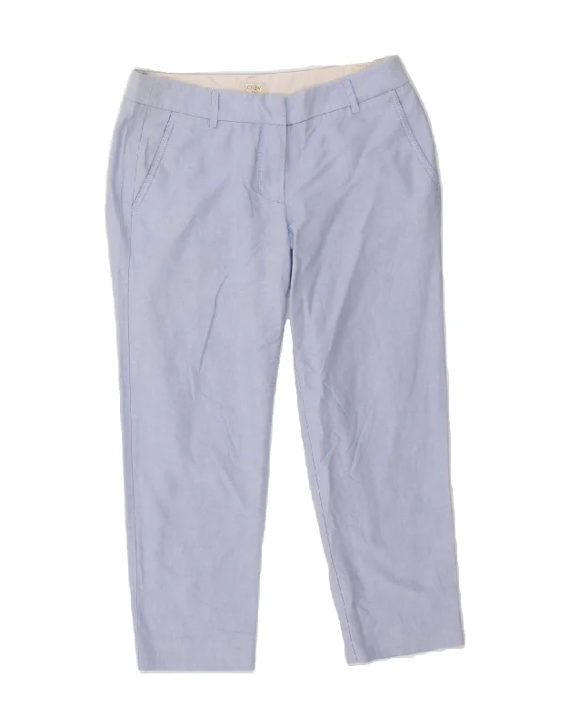 J. CREW Womens Slim Cropped Trousers US 4 Small W30 L24 Blue Cotton Wide Leg Loose Fit Mid Waist