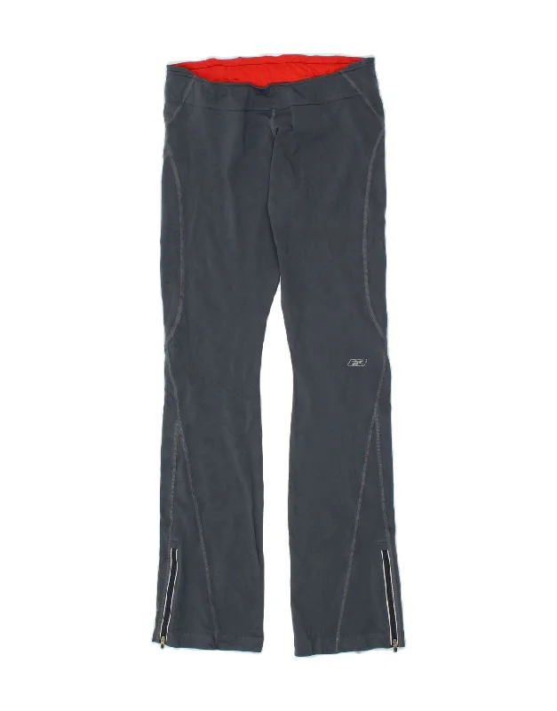 REEBOK Womens Tracksuit Trousers UK 12 Medium Grey Nylon Trousers Fleece Cozy