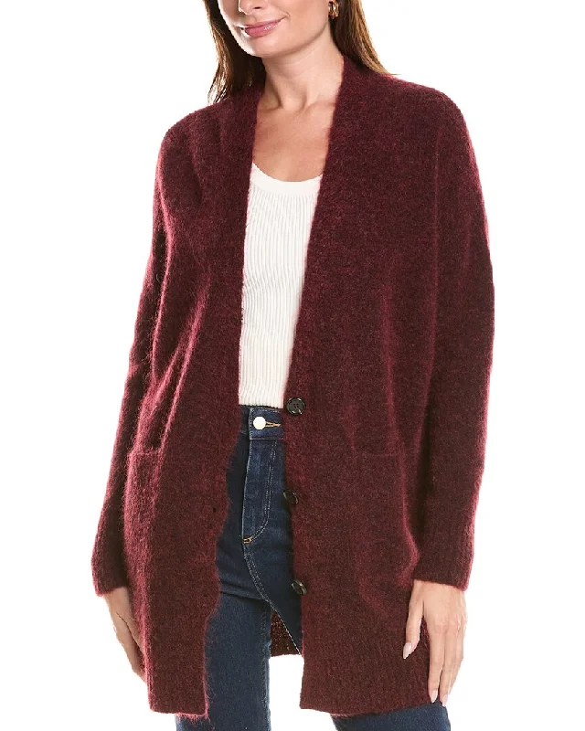 Eileen Fisher Wool & Mohair-Blend Cardigan Toggled Drawstring Belted