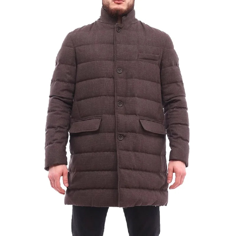 Brown Wool Jacket Welt Pockets Slit Pockets Flap Pockets