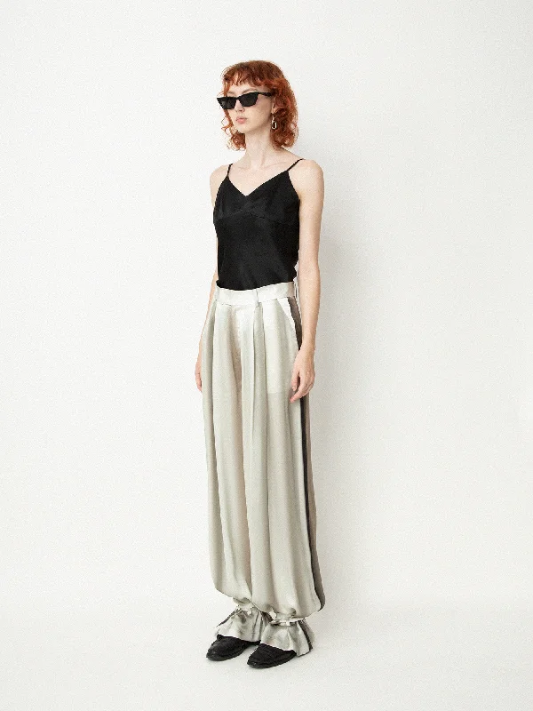 Ink Prints-Silk High Waisted Trousers Trousers Silk Elegant