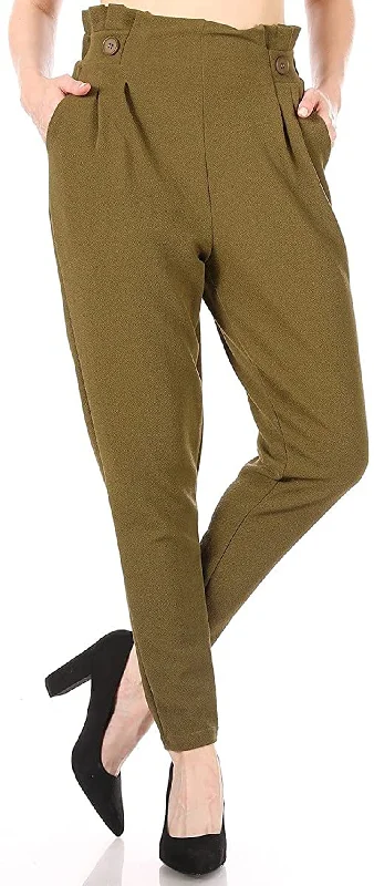 Textured:paperbagwaist:buttonwaist:olive