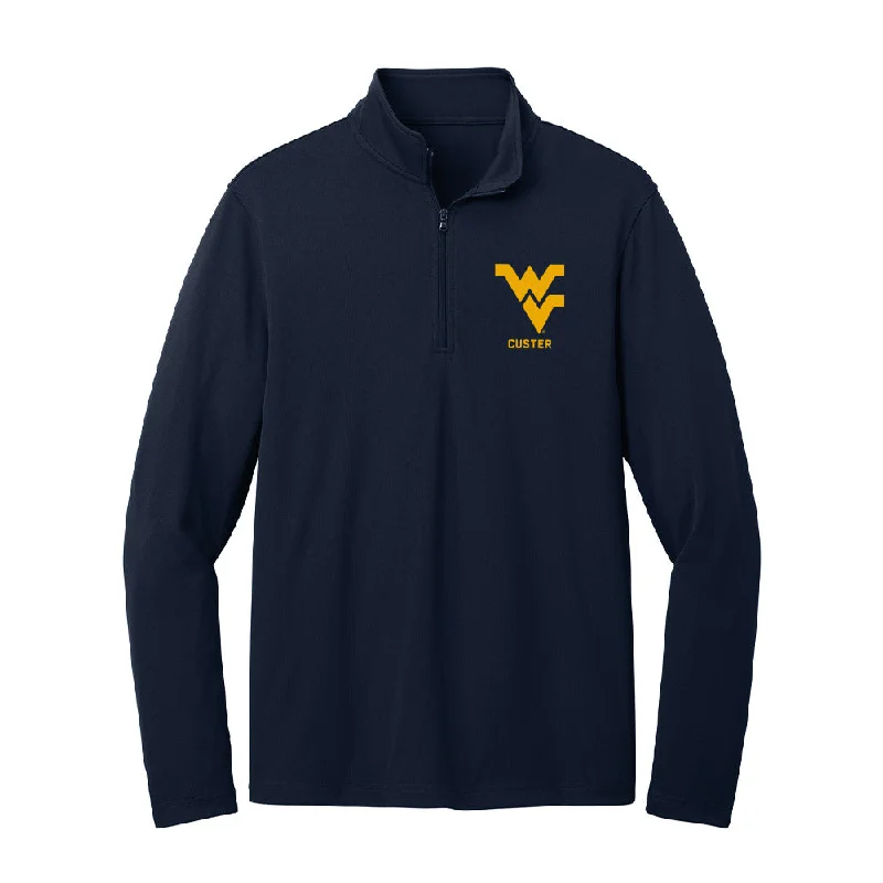 West Virginia - NCAA Women's Track & Field : Aubrie Custer - Lightweight Quarter Zip Jacket Nylon Fabric Polyester Fabric Spandex Fabric