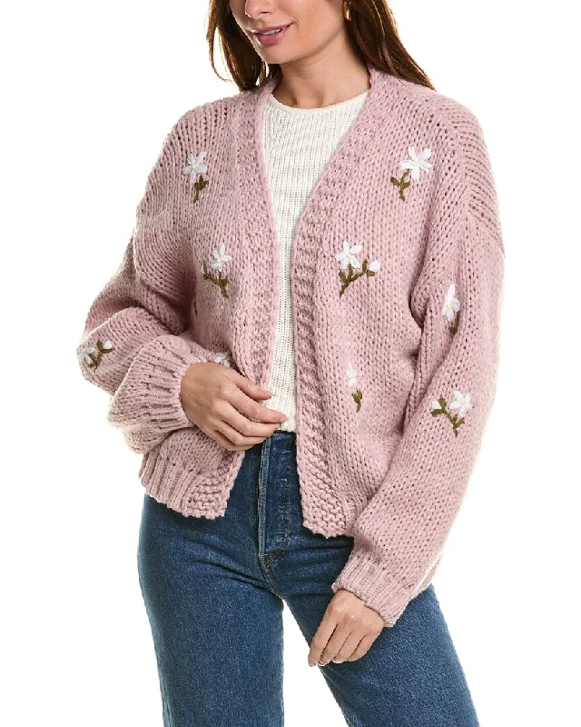 Anna Kay Rivers Cashmere-Blend Cardigan Chenille Brocade Lace