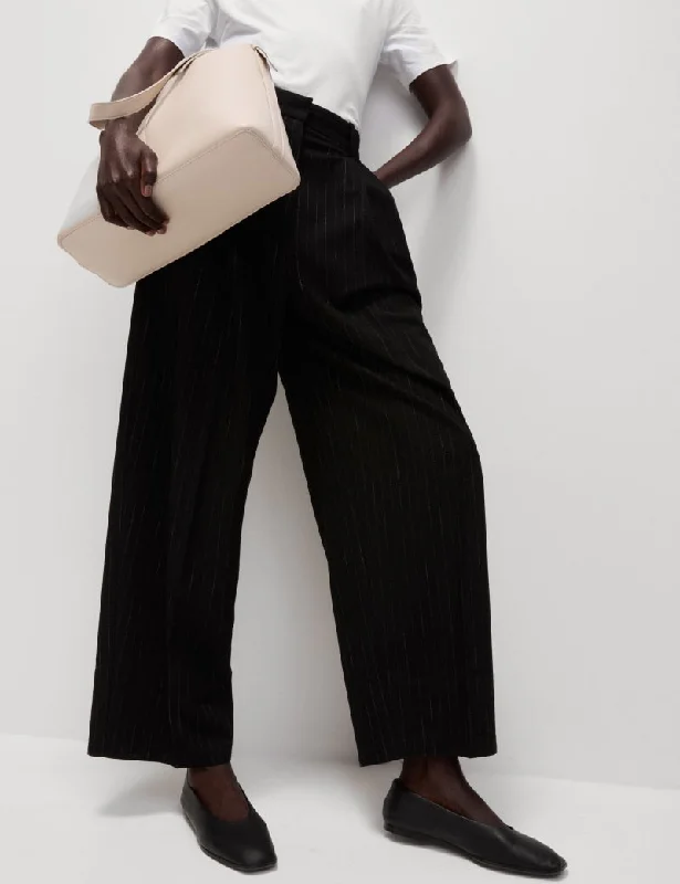 Pinstripe Pleat Front Wide Leg Trousers Trousers New Arrival