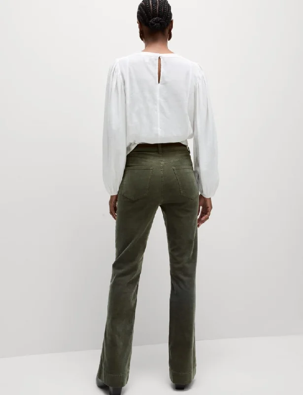 Cord Patch Pocket Tea Dyed Flared Trousers Trousers stylish elegant