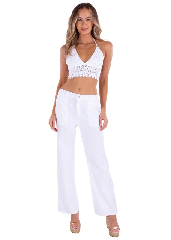 'Calypso' Flare Pants White Chic Capri Pants