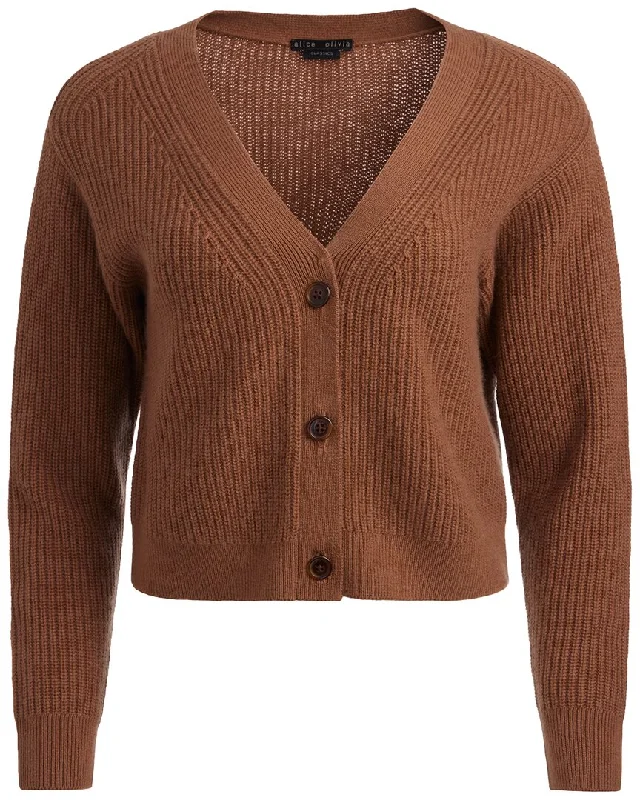 Alice + Olivia Jannie Wool & Cashmere-Blend Cardigan Seamless Knitted Crochet