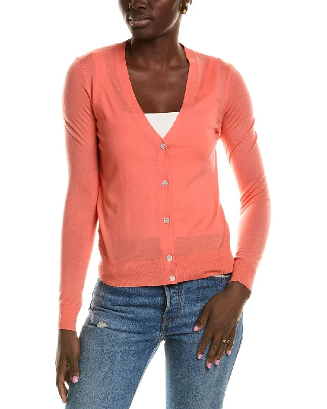 Theory V-Neck Wool-Blend Cardigan Cardigan Knitwear Sweater