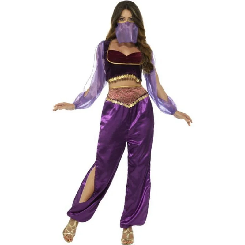 Arabian Princess Costume, Purple, with Trousers, Top & Face Veil Trousers Ceremony Elegant