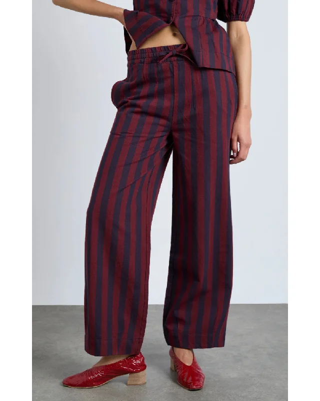 Rafe Trousers Navy And Red Stripe Trousers Velvet Soft