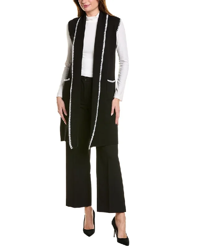 T Tahari Embroidered Cardigan Spandex Rayon Corduroy