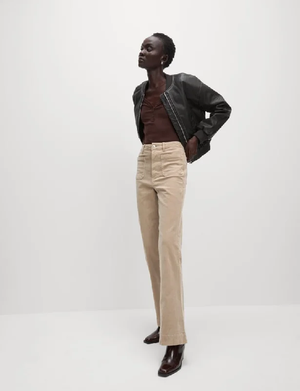 Cord Patch Pocket Tea Dyed Flared Trousers Trousers Prom Sequined