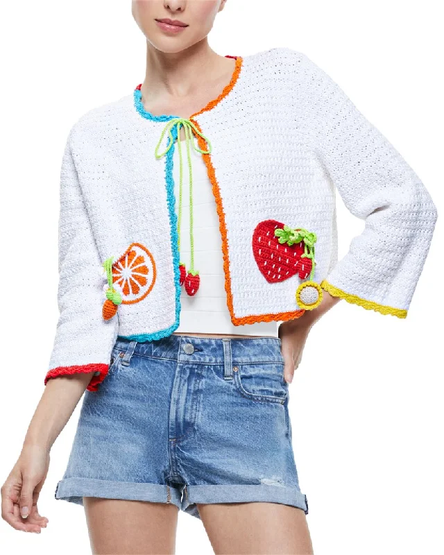 Alice + Olivia Anderson Tie Cardigan Stretchy Elastic Breathable