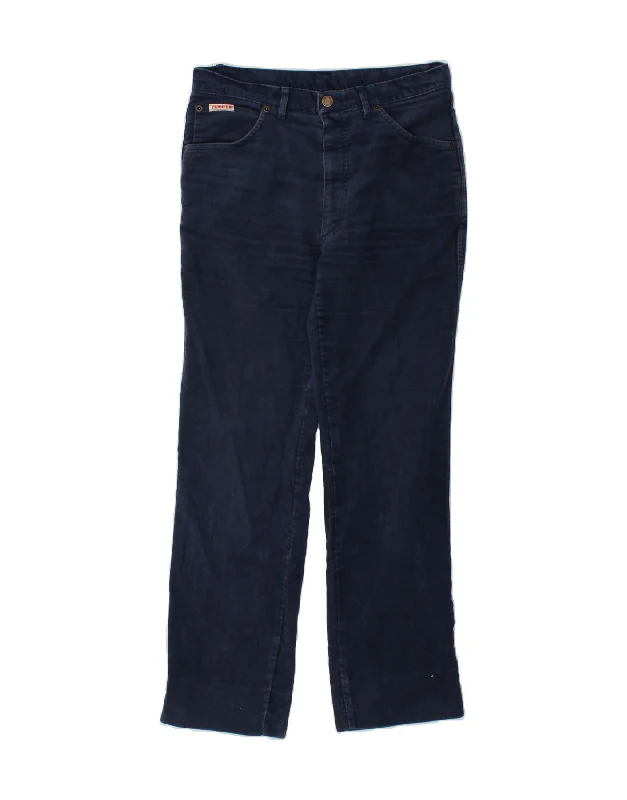 CARRERA Womens Straight Casual Trousers W33 L29 Navy Blue Cotton Trousers Spring Floral