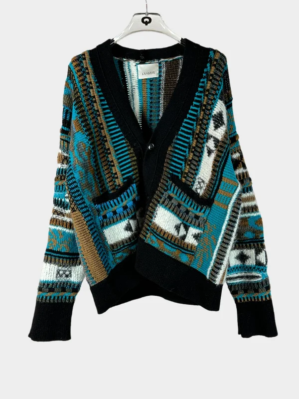 Jacquard Cardigan Chenille Blend Fleece Blend Nylon Blend