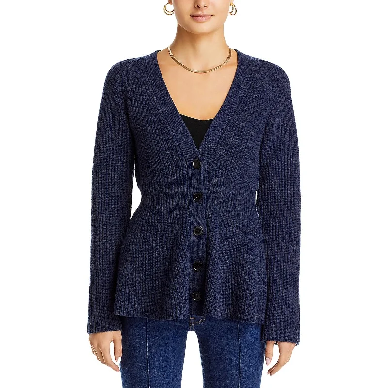 Amalia Womens Open Front Ribbed Cardigan Sweater Mesh Blend Leather Blend Suede Blend