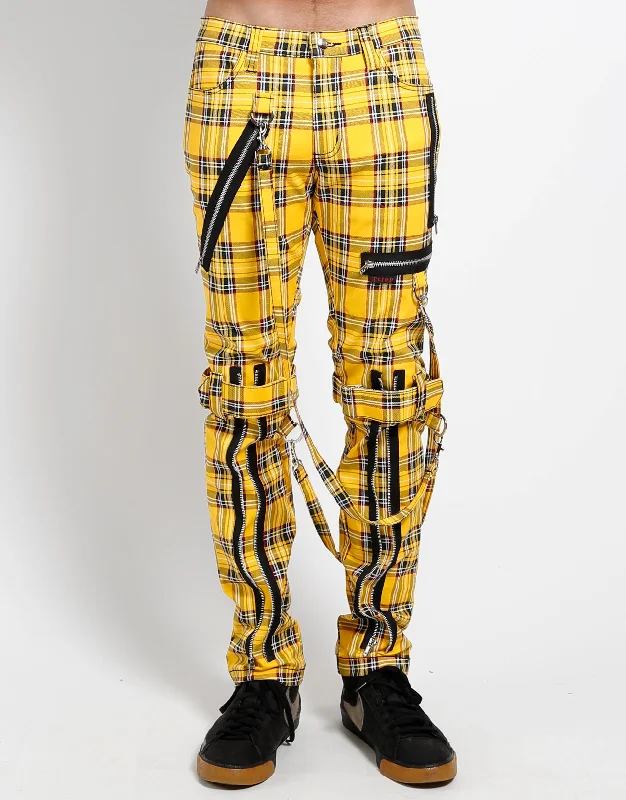 UNISEX Yellow Plaid Bondage Pant Elegant Trouser Pants
