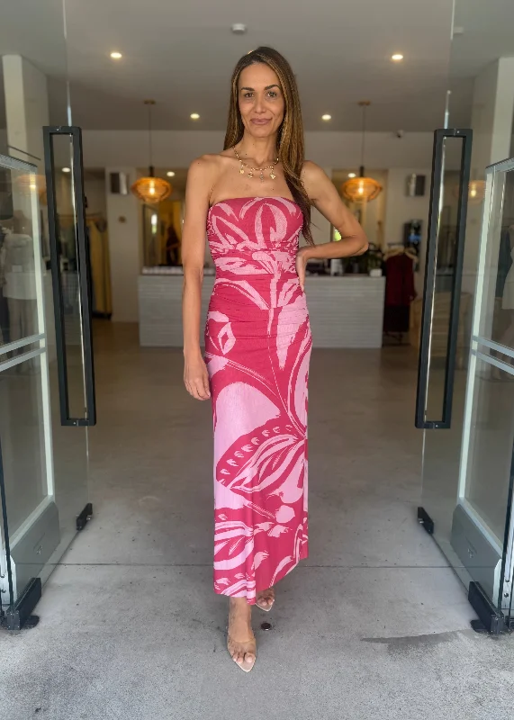 FLORA STRAPLESS DRESS HIBISCUS