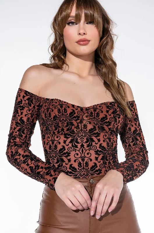ADDICTION OFF THE SHOULDER BODYSUIT Trendy Transparent Bodysuit