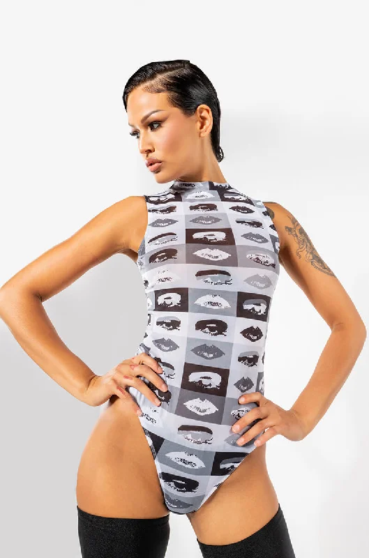 LIP SERVICE SLEEVELESS MESH BODYSUIT Stylish Mock Neck Bodysuit