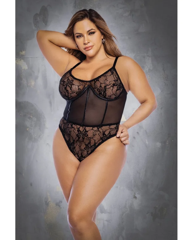 Mapale Queen Floral Lace & Mesh Underwire Bodysuit w/Lace Up Back Comfortable Seamless Bodysuit Mapale Queen Floral Lace & Mesh Underwire Bodysuit w/Lace Up Back Comfortable Seamless Bodysuit