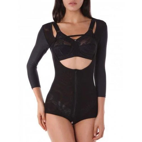 Zip Up Long Sleeve Corset Shorts Bodysuit - Black S Stylish Bodysuit with Lace Detail Zip Up Long Sleeve Corset Shorts Bodysuit - Black S Stylish Bodysuit with Lace Detail