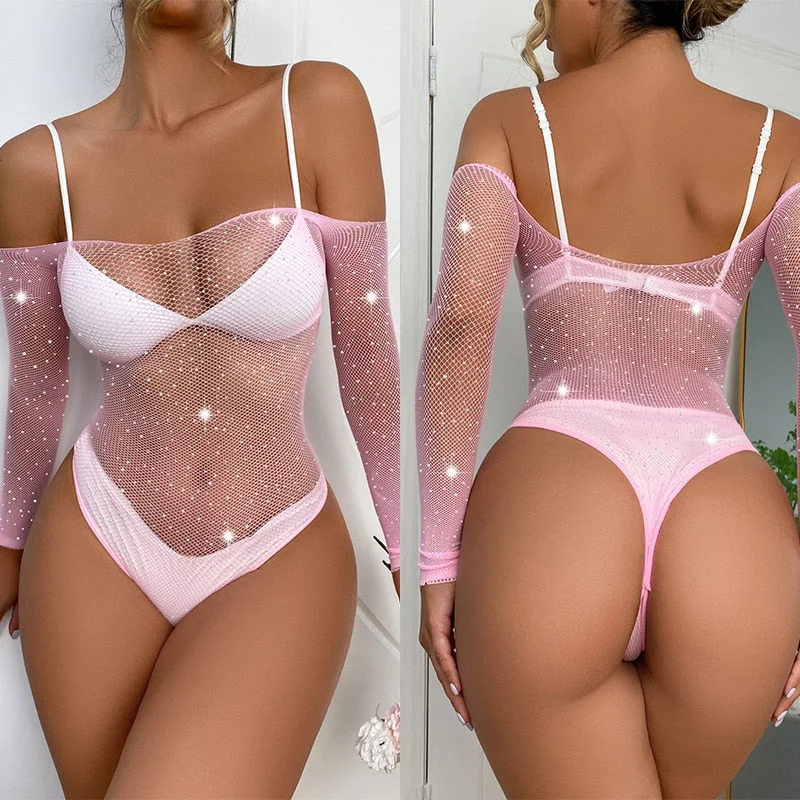 Sexy Lingerie Fine One-Piece Women Bra Set Sheer Rhinestone Underwear Transparent Open Bra Strapless Erotic Fishnet Bodysuit Fashionable Bodysuit with Snaps Sexy Lingerie Fine One-Piece Women Bra Set Sheer Rhinestone Underwear Transparent Open Bra Strapless Erotic Fishnet Bodysuit Fashionable Bodysuit with Snaps