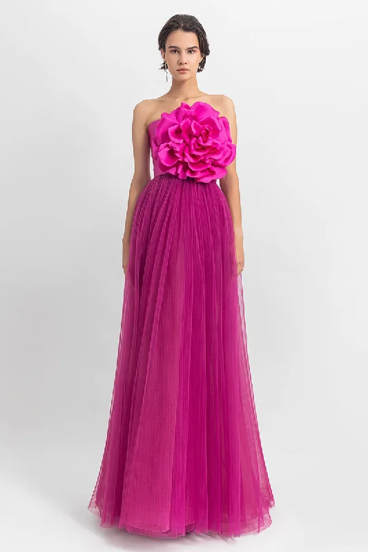 Adrianna 3D Flower Strapless Evening Dress Tunics Office stylish