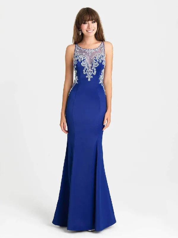 Madison James 16-428 - Illusion Embroidered Evening Dress Tunics Mesh breathable