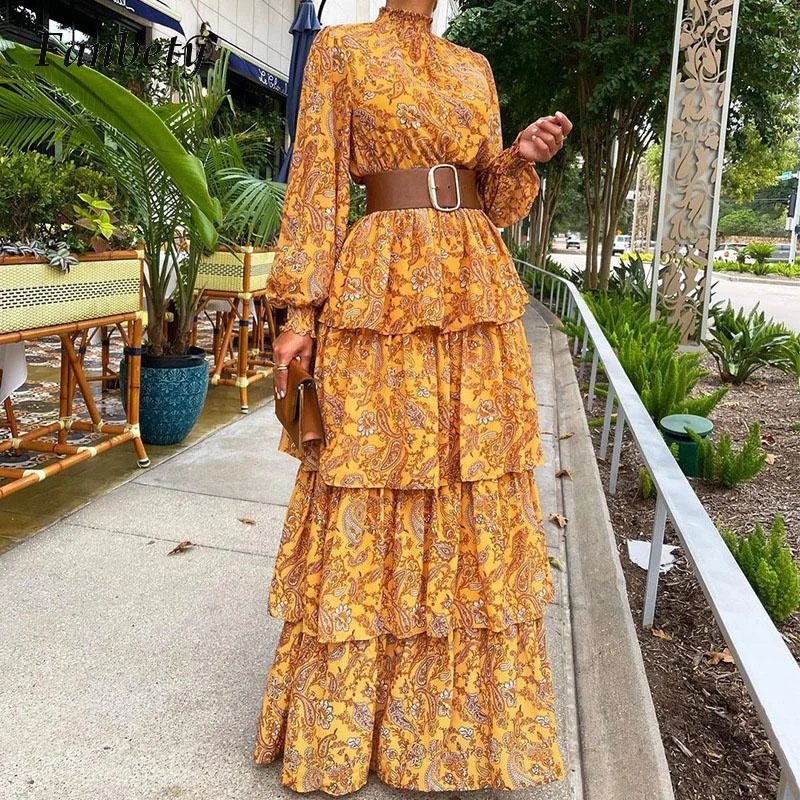 Spring Elegant Cascading Ruffles Party Dress 2023 Women Floral Print Lantern Long Sleeve Vestidos Female Vintage Cake Maxi Dress Tunics Long Elegant Spring Elegant Cascading Ruffles Party Dress 2023 Women Floral Print Lantern Long Sleeve Vestidos Female Vintage Cake Maxi Dress Tunics Long Elegant