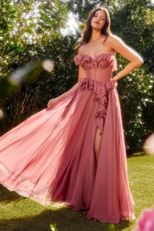 Andrea and Leo A1341 Sweetheart Neckline High Slit Sweep Train Chiffon A-Line Evening Dress Tunics Custom made Andrea and Leo A1341 Sweetheart Neckline High Slit Sweep Train Chiffon A-Line Evening Dress Tunics Custom made