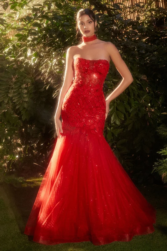 Andrea and Leo A1345 Straight Across Neckline Lace up Back Sweep Train Glitter Tulle Mermaid Evening Dress Tunics Designer luxury Andrea and Leo A1345 Straight Across Neckline Lace up Back Sweep Train Glitter Tulle Mermaid Evening Dress Tunics Designer luxury