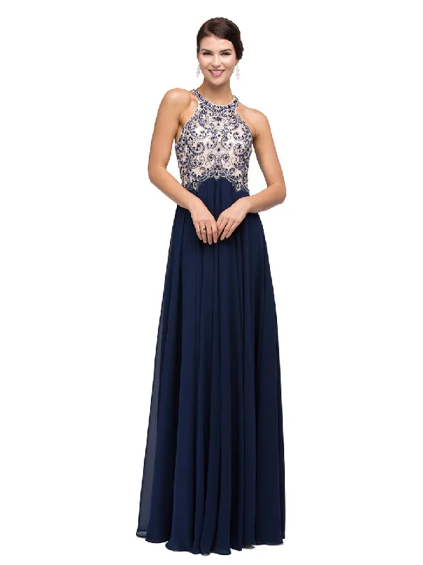 Dancing Queen Chiffon Halter A-Line Evening Dress 9776 Tunics Modern contemporary