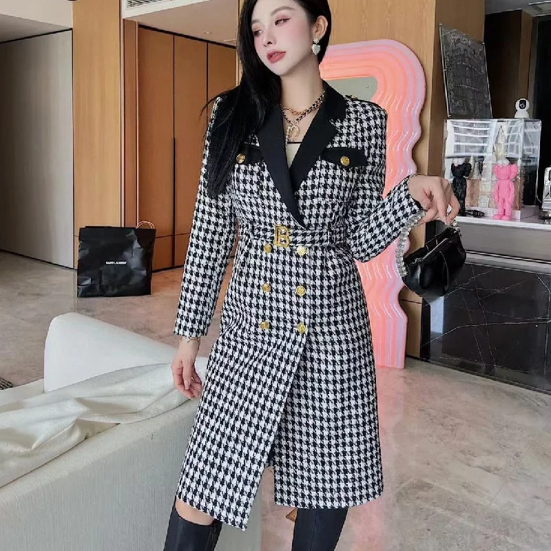 Women Fashion All-Over Logo Printed Coat Sleek Leather Jacket