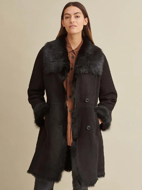 Lillian Shearling Coat Vintage Suede Jacket